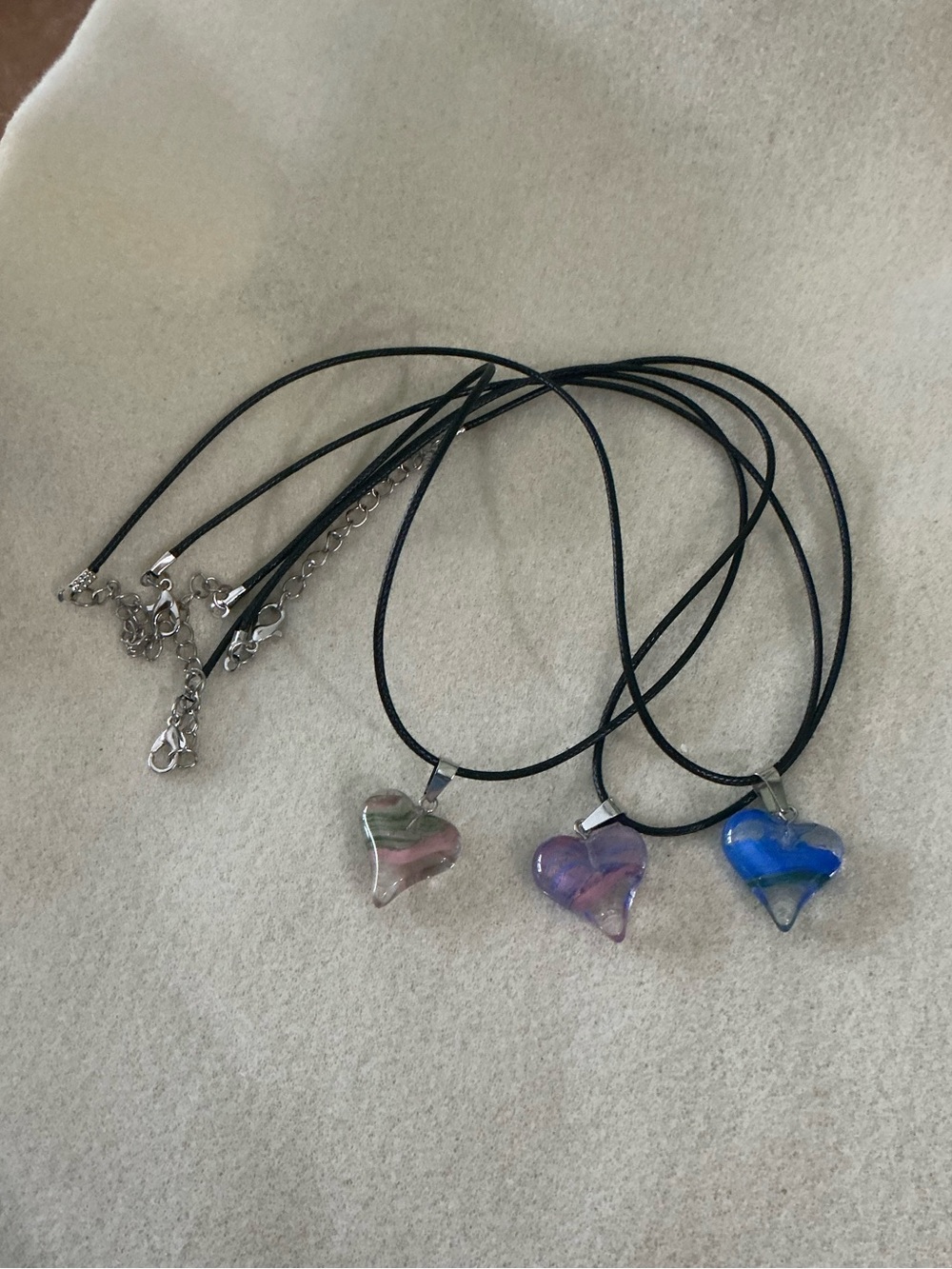Glass Pendant Necklace - Set of 3